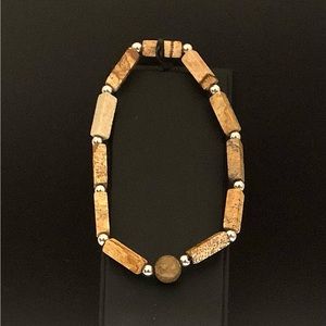 Picture Jasper Bracelet Rectangular beads Stretchable Bracelet